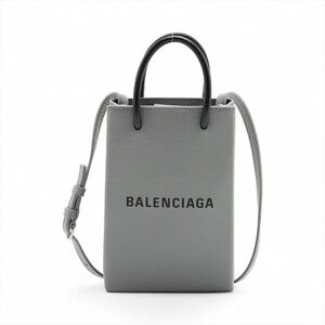 Balenciaga Shopping Phone Holder Leather Handbag Gray
